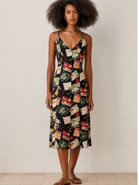 Reformation Gemstone Havana Postcard Tropical Sun Dress Spaghetti Straps Women 8